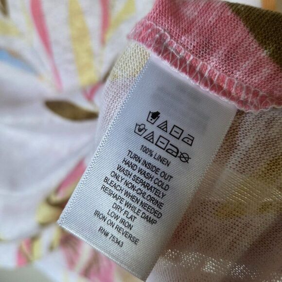 EUC CYNTHIA ROWLEY BOATNECK SUMMER PRINT LINEN TOP SIZE SMALL - Picture 11 of 13